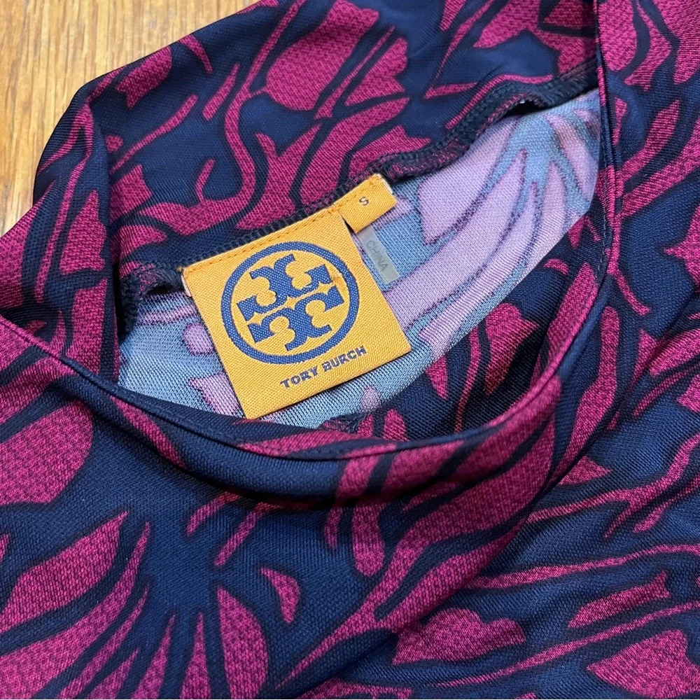 Tory Burch Etta Floral Sheath Dress Navy Fuschia Size Small Knee Length - Picture 9 of 10